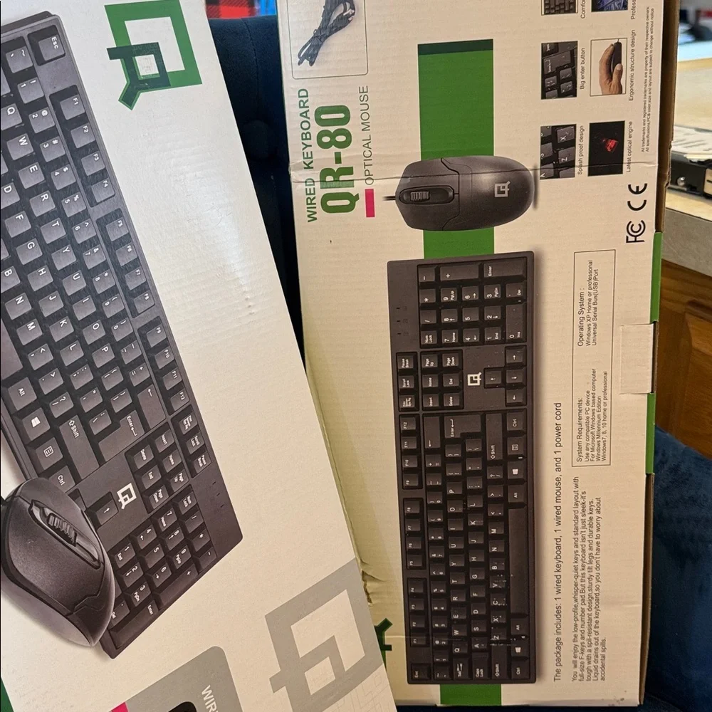 QR-80 Wired Keyboard and Mouse Set - Black
